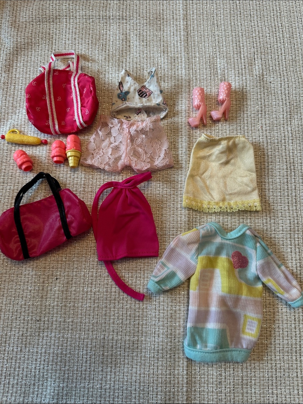 Doll Outfit & Accessory Set - Pink, Yellow, Mint